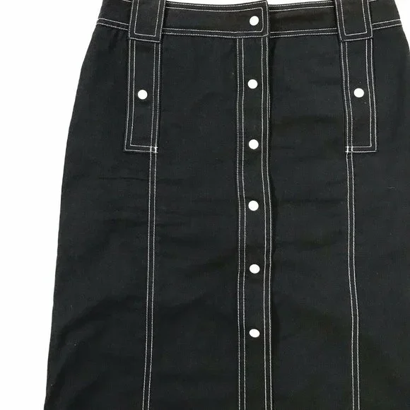 Banana Republic Navy Blue Skirt Straight Knee Snap Front Belt loops sz 4 S EUC - Picture 3 of 4